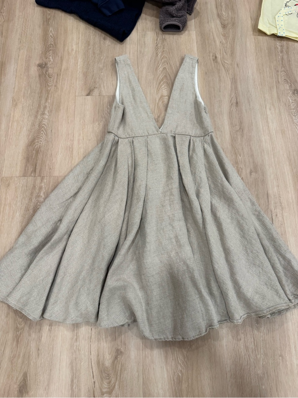 Sleeveless Deep V Midi Dress in Light Taupe